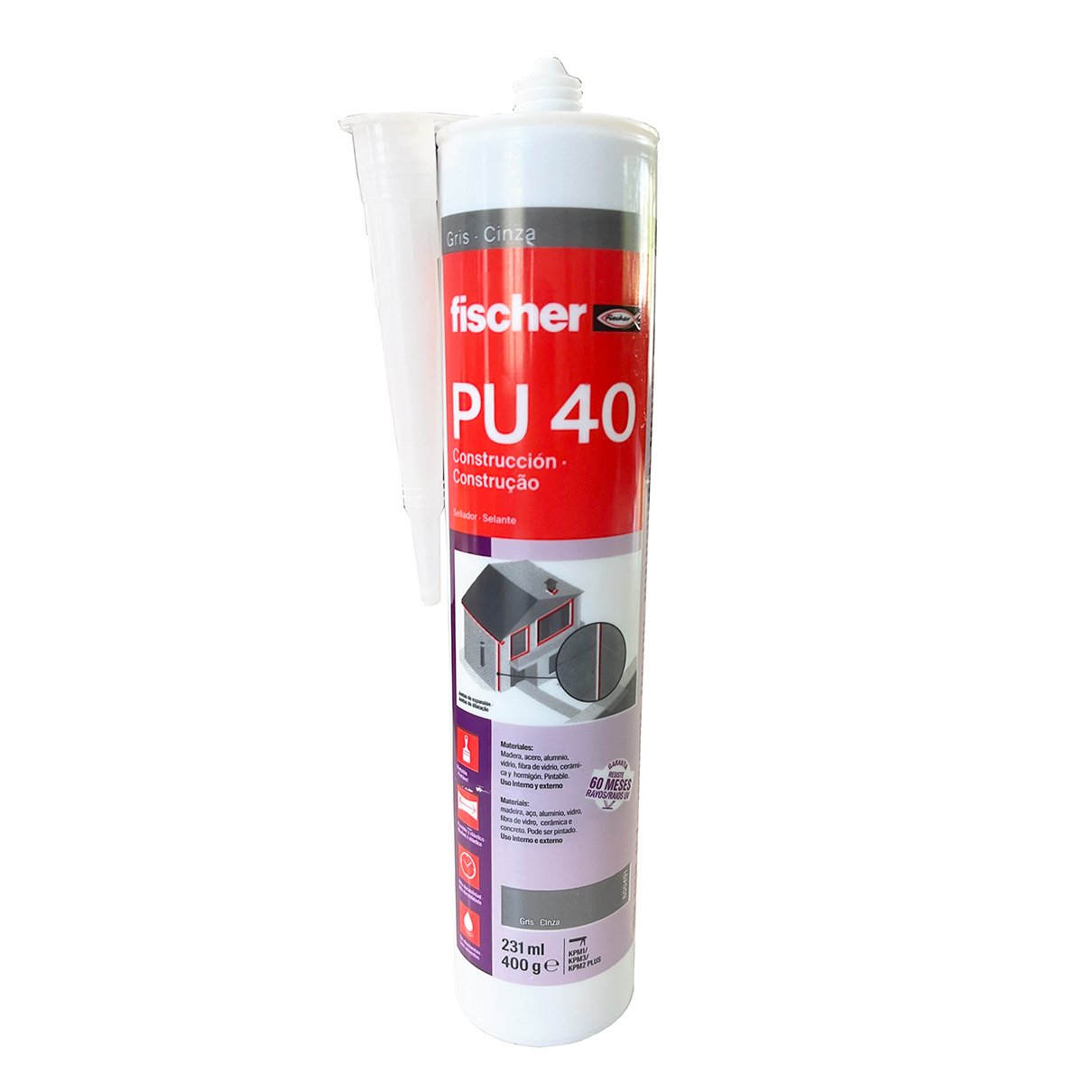 Sellador Construcción Pu 40 Gris 400gr Cartucho Fischer