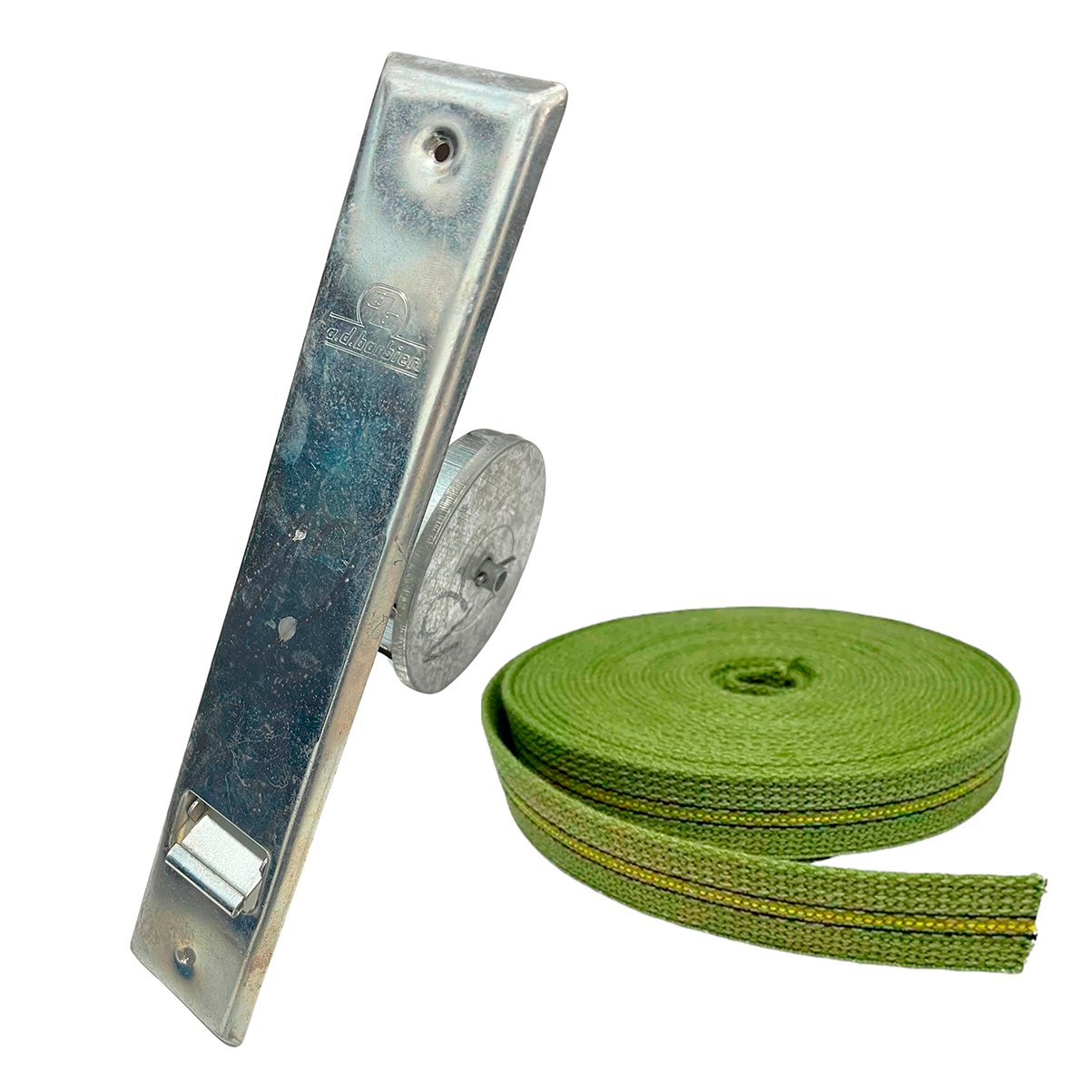 Enrollador Persiana 10mt Galvanizado + Cinta Verde Reforzada
