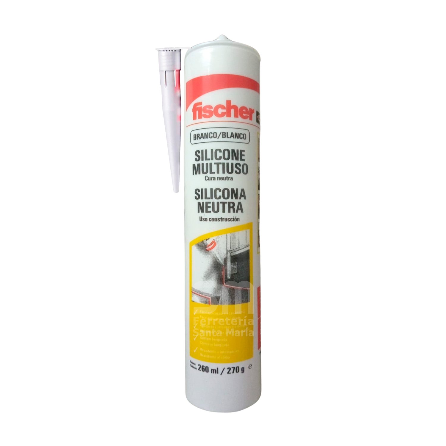 Sellador Silicona Neutra Blanca Fischer X 260ml